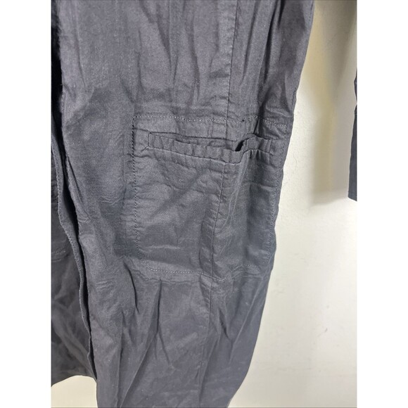 Eileen Fisher Black Linen Blend Button Front 3/4 Sleeve Dress Resort Goth XS - Picture 3 of 8